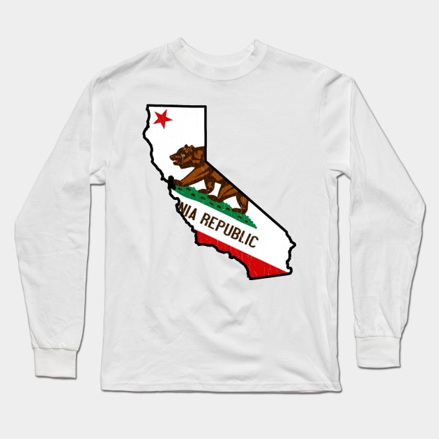 California Bear Flag (vintage distressed look) Long Sleeve T-Shirt by robotface